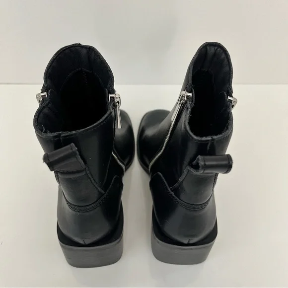 STEVE MADDEN Ruthy Block Heel Leather Boots in Black NEW - Picture 9 of 13